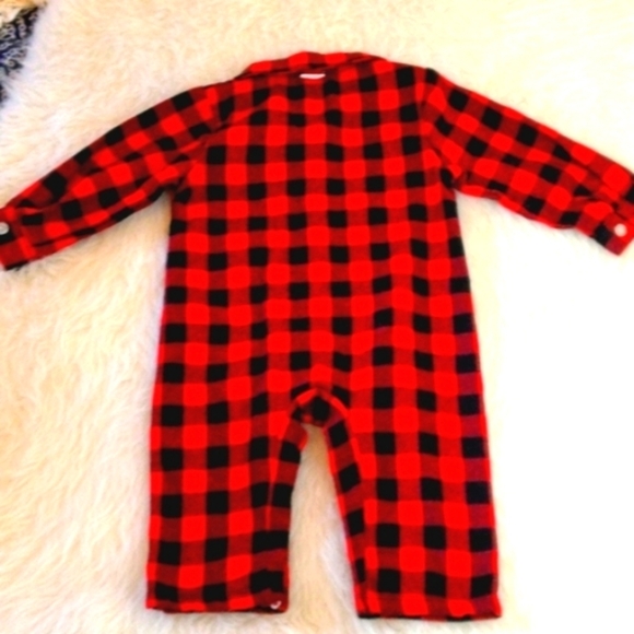 Baby Red Plaid One Piece - Picture 2 of 4